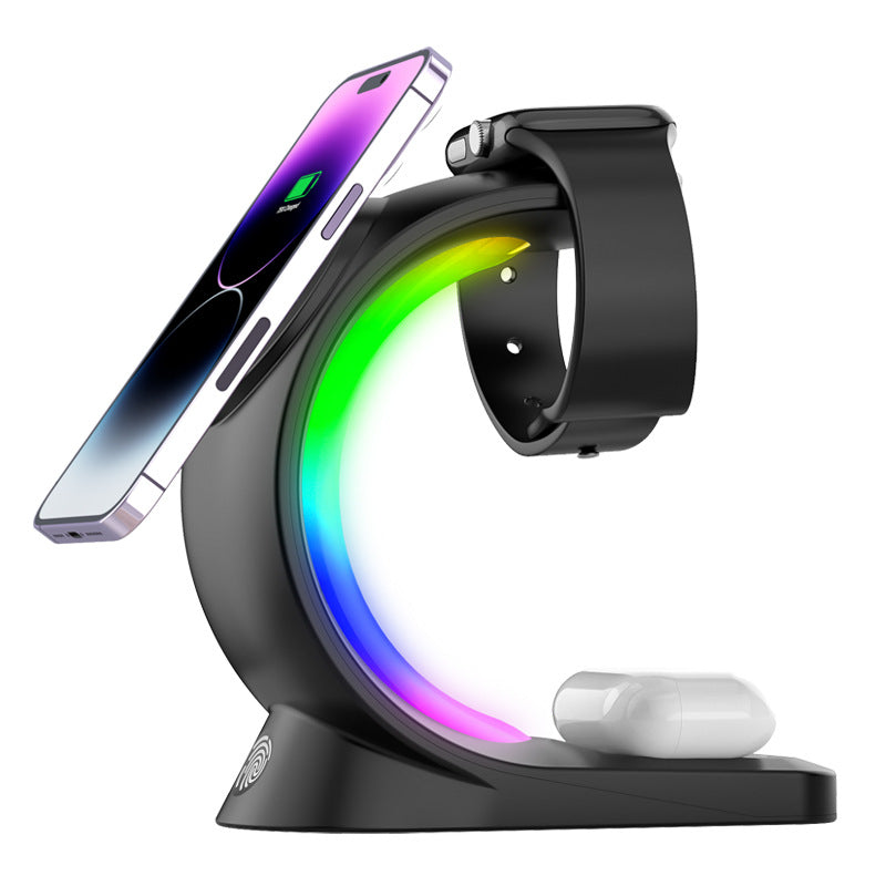 OmniGlow 4-in-1 Magnetic Fast Charger with Ambient Light for Smartphone, Airpods Pro, and Apple Watch